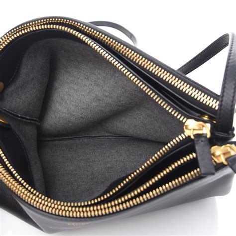 celine black leather large trio messenger bag|CELINE Lambskin Large Trio Crossbody Bag Black.